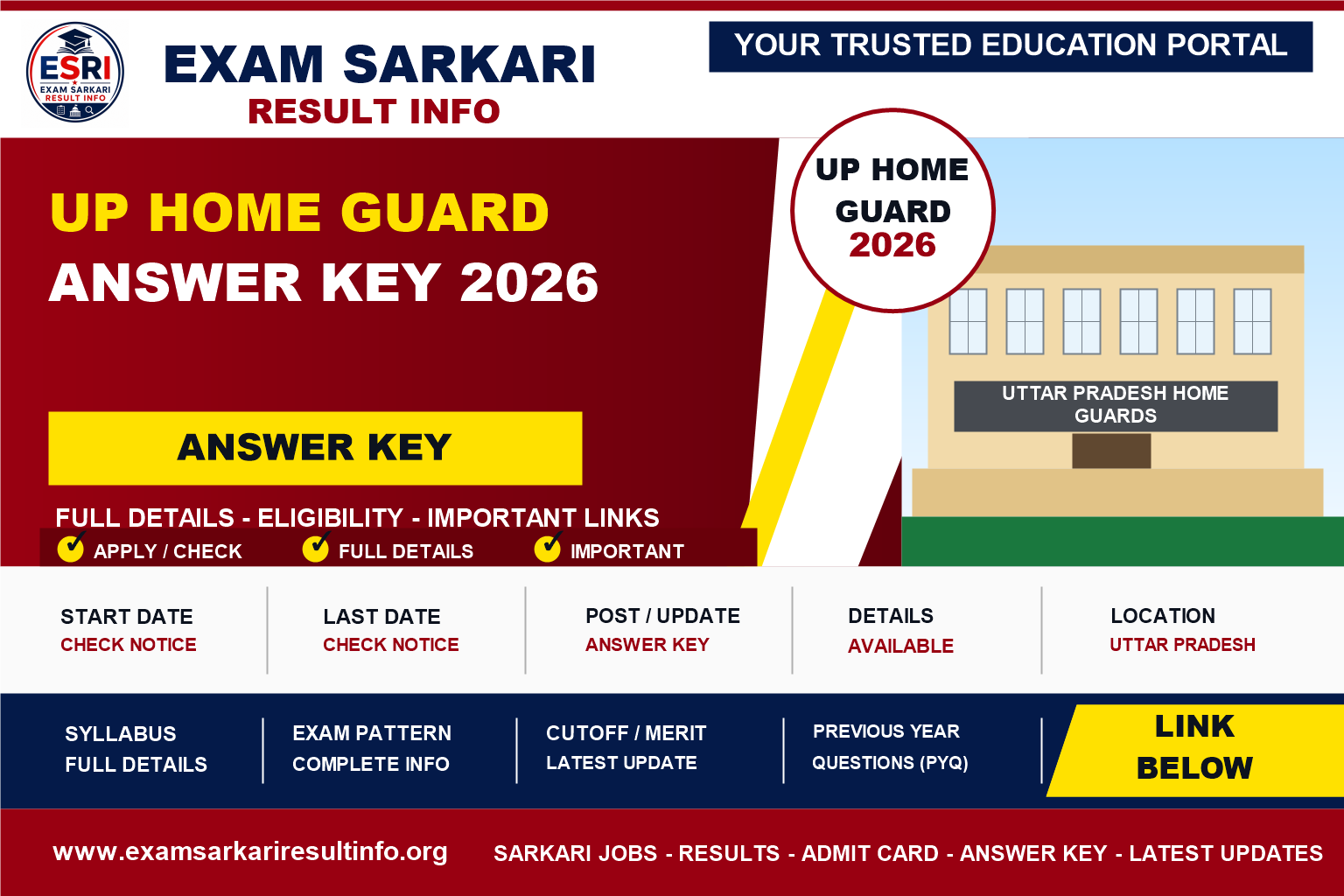 UP Home Guard Answer Key 2026 post details image